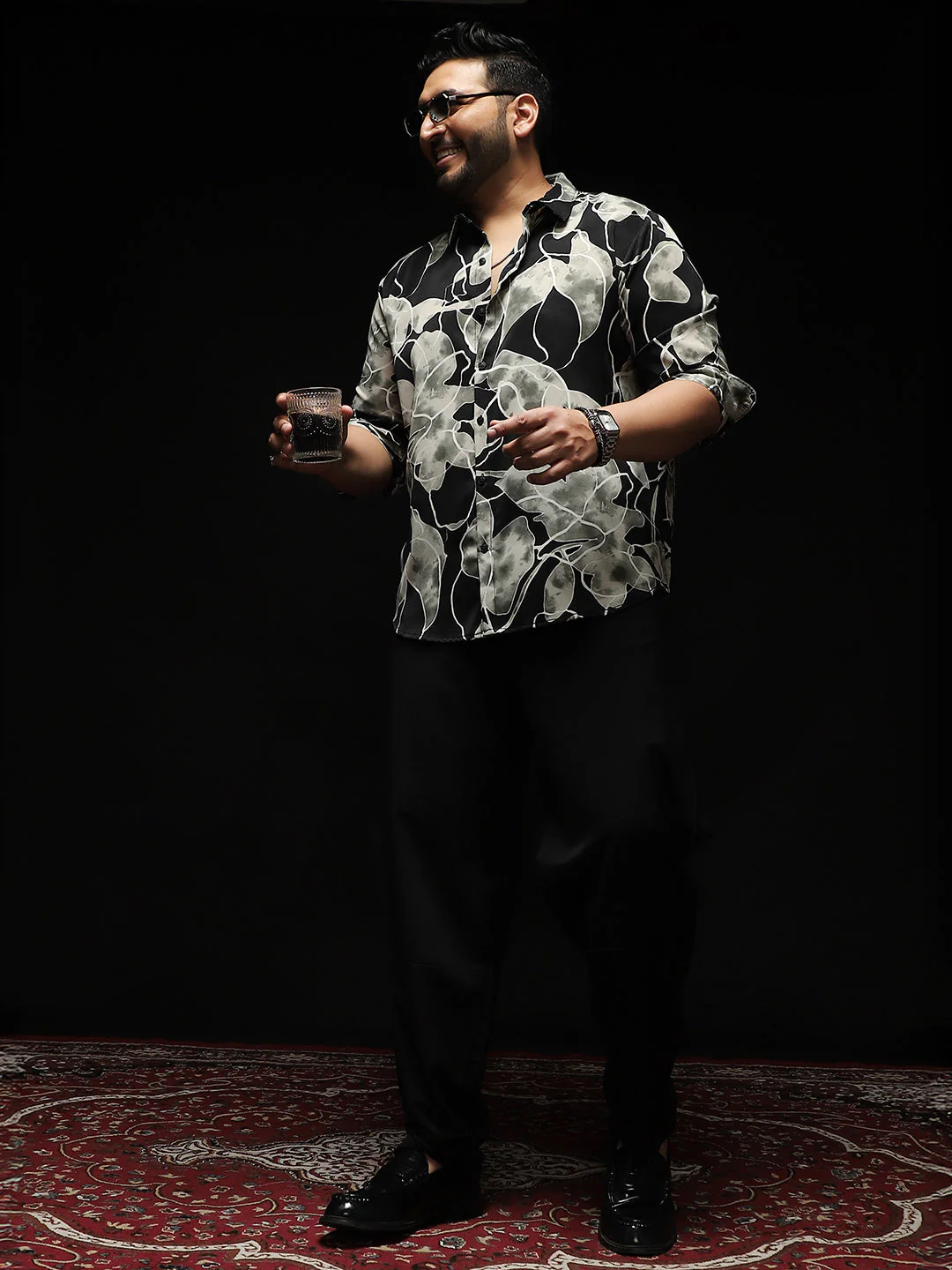Artistic-Foliage Lined Imrprint Shirt - Image 6