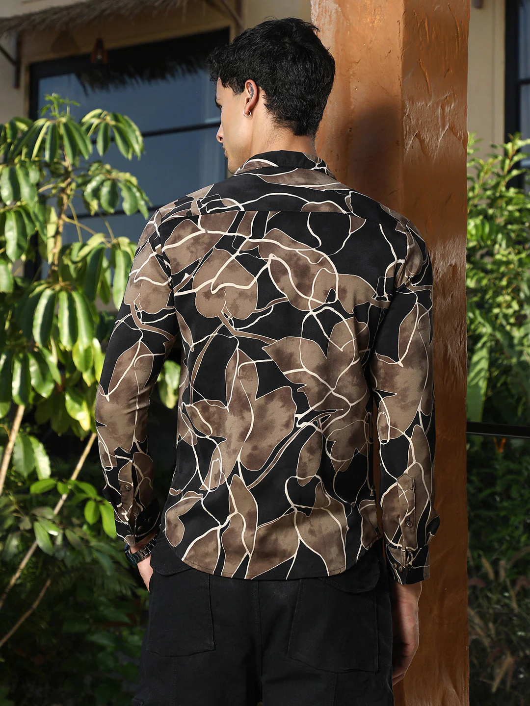 Artistic-Foliage Lined Imrprint Shirt - Image 4