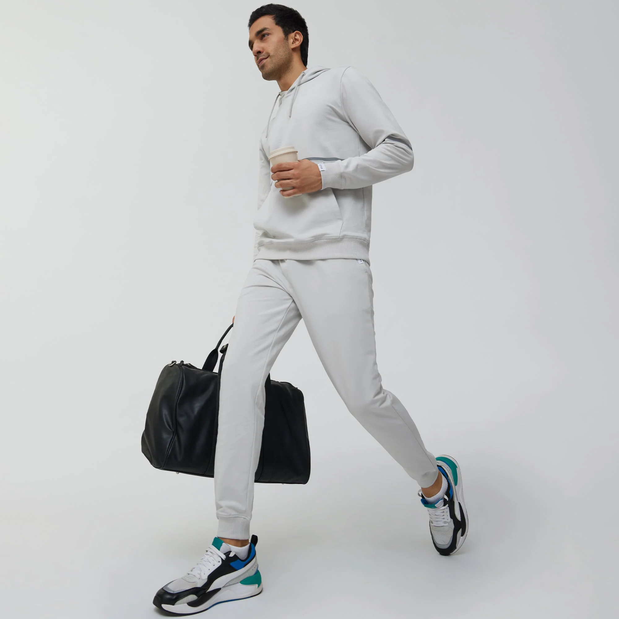 Ascent French Terry Cotton Blend Hoodie and Joggers Co-Ord Chrome White - Image 2