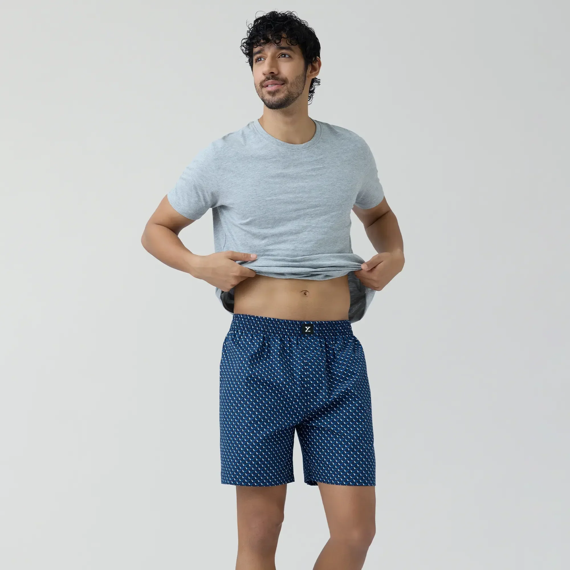 Astor Combed Cotton Boxer Shorts Arrow Blue - Image 2