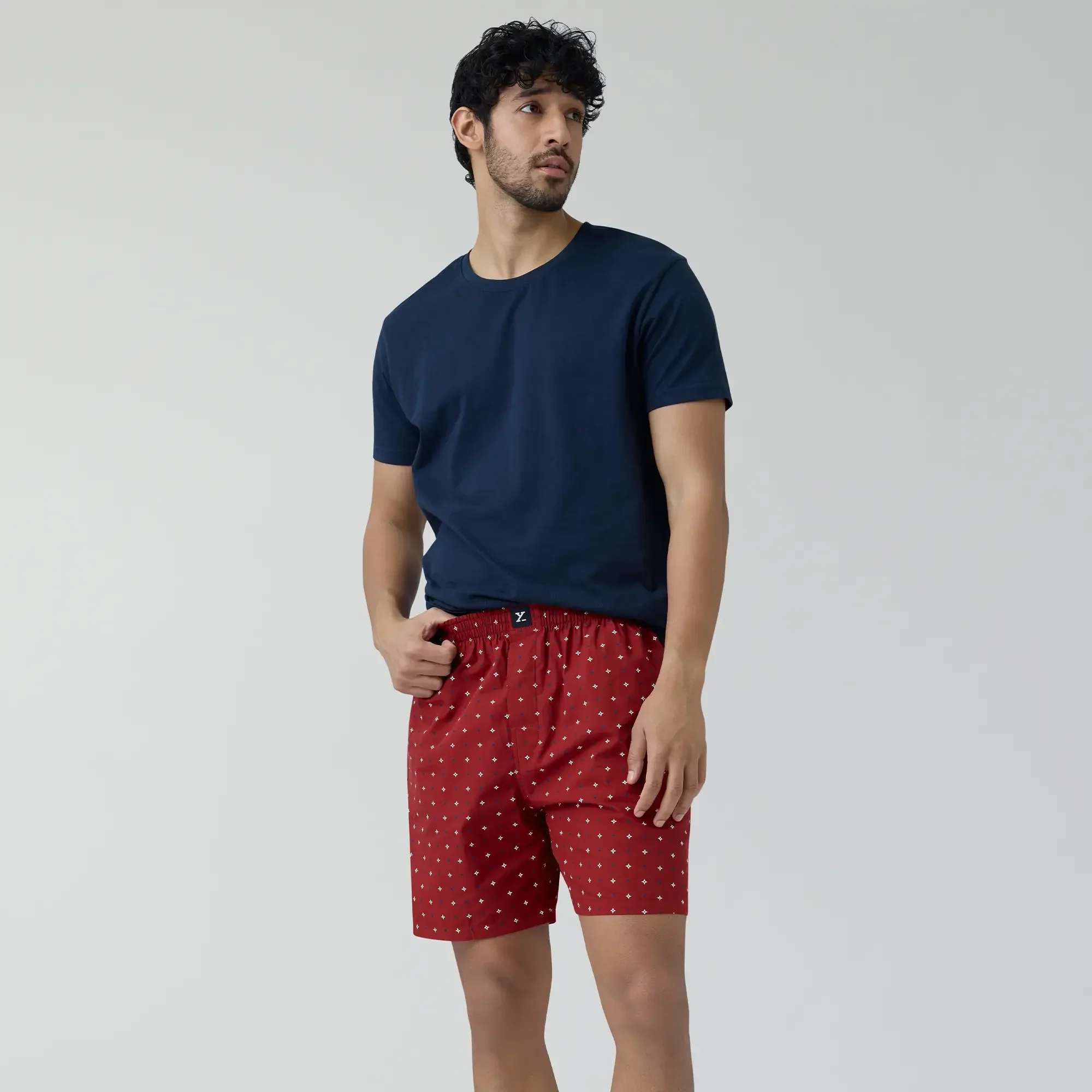 Astor Combed Cotton Boxer Shorts Starry Maroon - Image 2