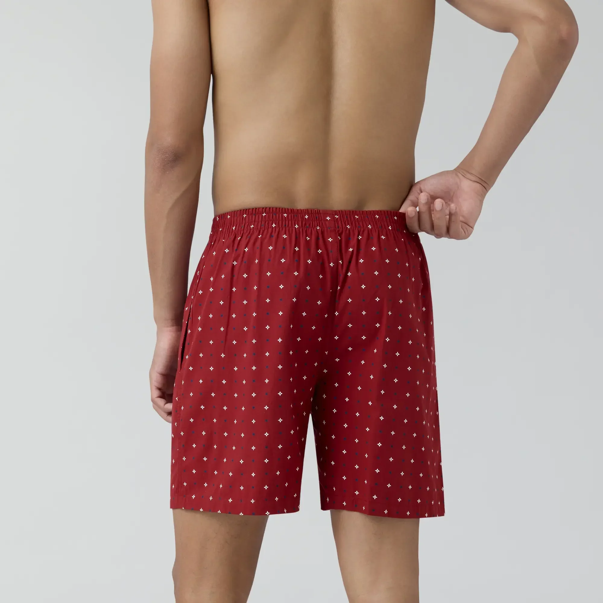 Astor Combed Cotton Boxer Shorts Starry Maroon - Image 4
