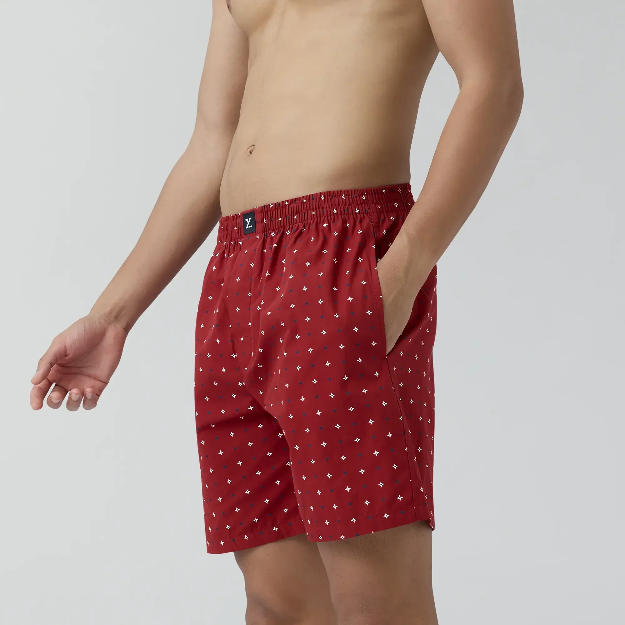 Astor Combed Cotton Boxer Shorts Starry Maroon - Image 5