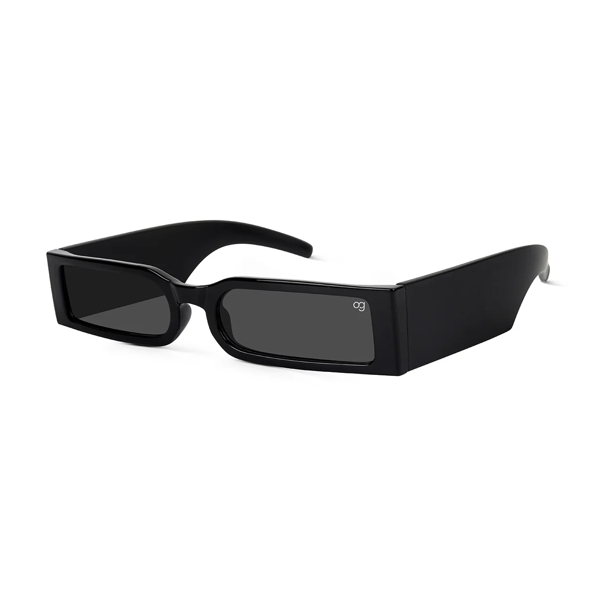 Aurex Glossy Black Rectangle Sunglasses