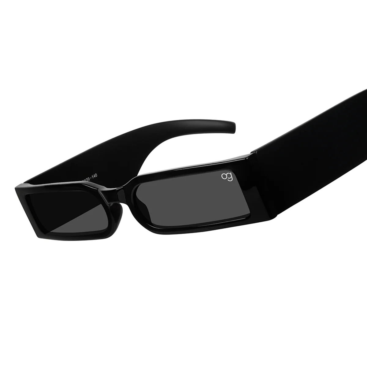 Aurex Glossy Black Rectangle Sunglasses - Image 2