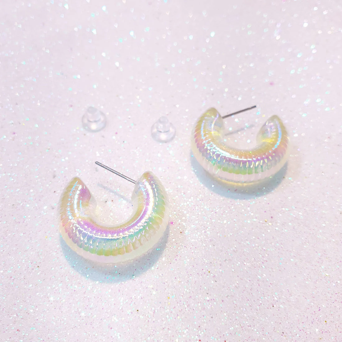 Aurora Hoops Clear Drop Earring - Image 4