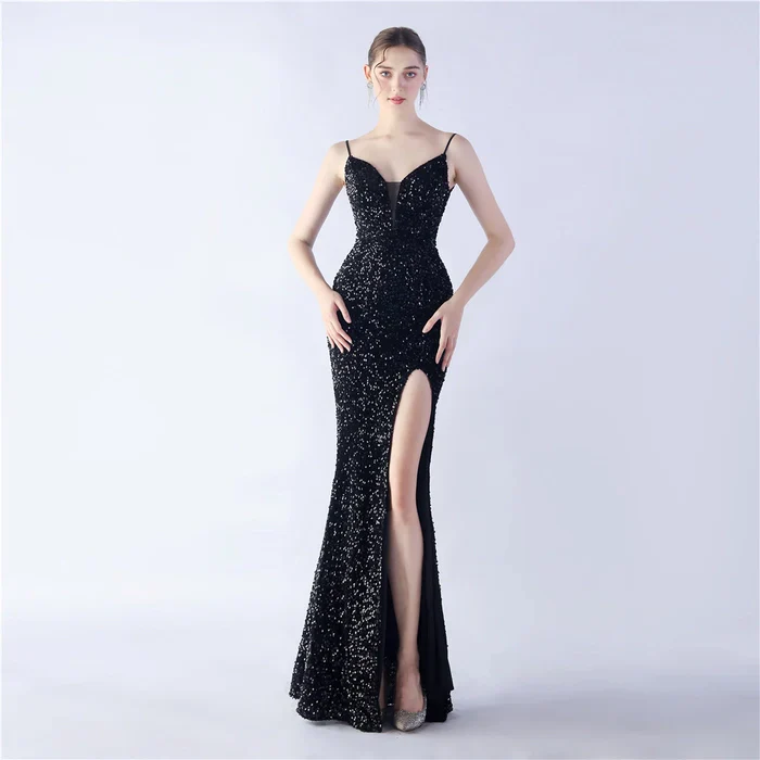Aurora Spaghetti Slit Gown
