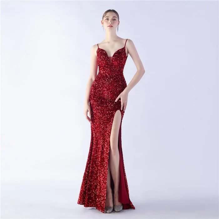Aurora Spaghetti Slit Gown - Image 6