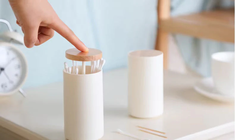 Automatic Cotton Swab Dispenser Press-Type Cotton Swab Holder Organizer 1pc