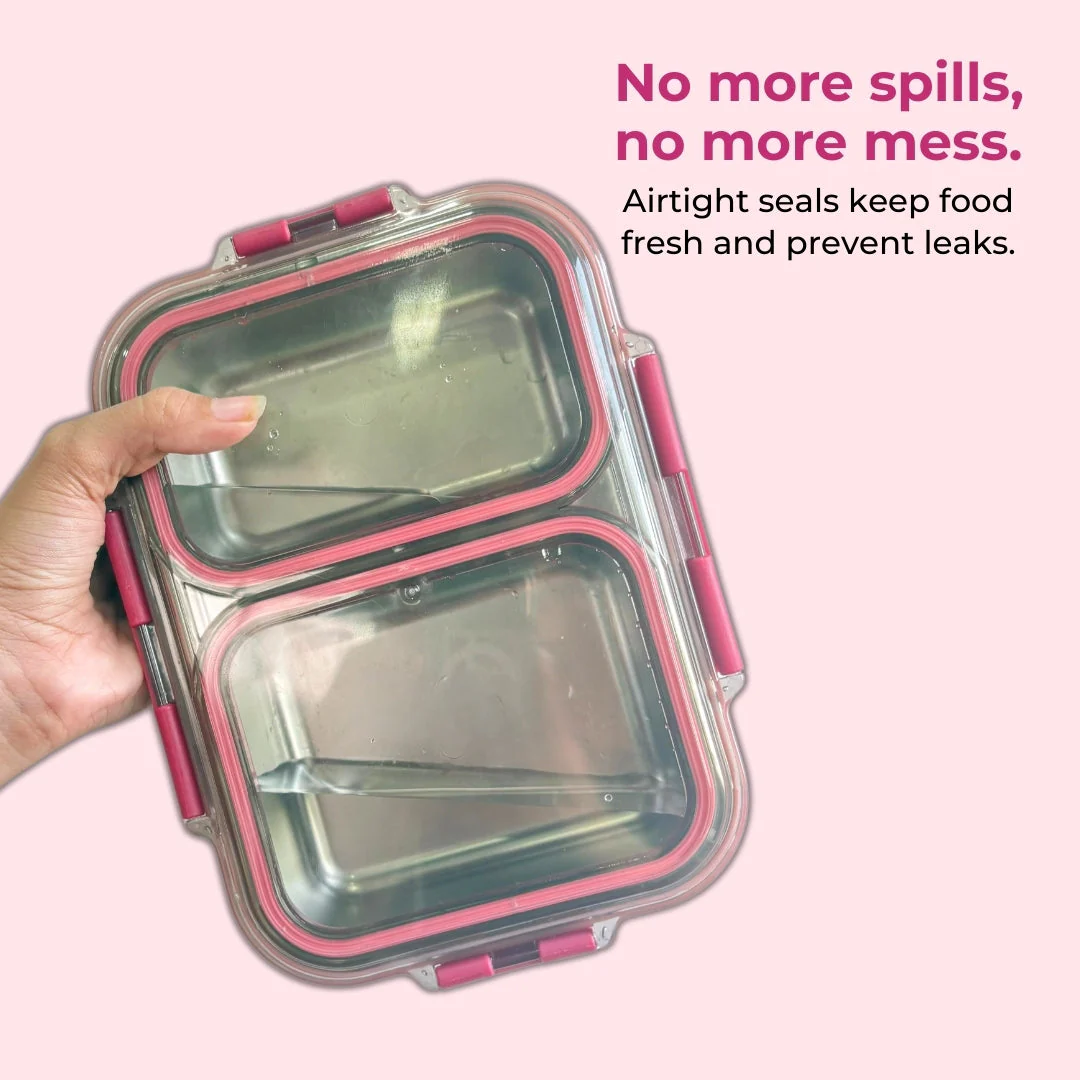AVIAS Avifresh Stainless Steel Insulated Lunch Box with Spoon | Tiffin Box for School, College, and Office - DUO - Image 5