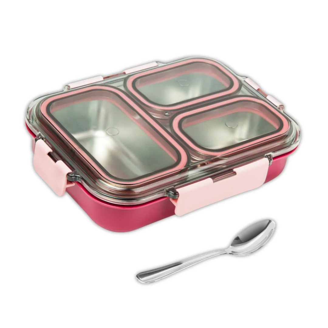 AVIAS Avifresh Stainless Steel Insulated Lunch Box with Spoon | Tiffin Box for School, College, and Office - TRIO - Image 10