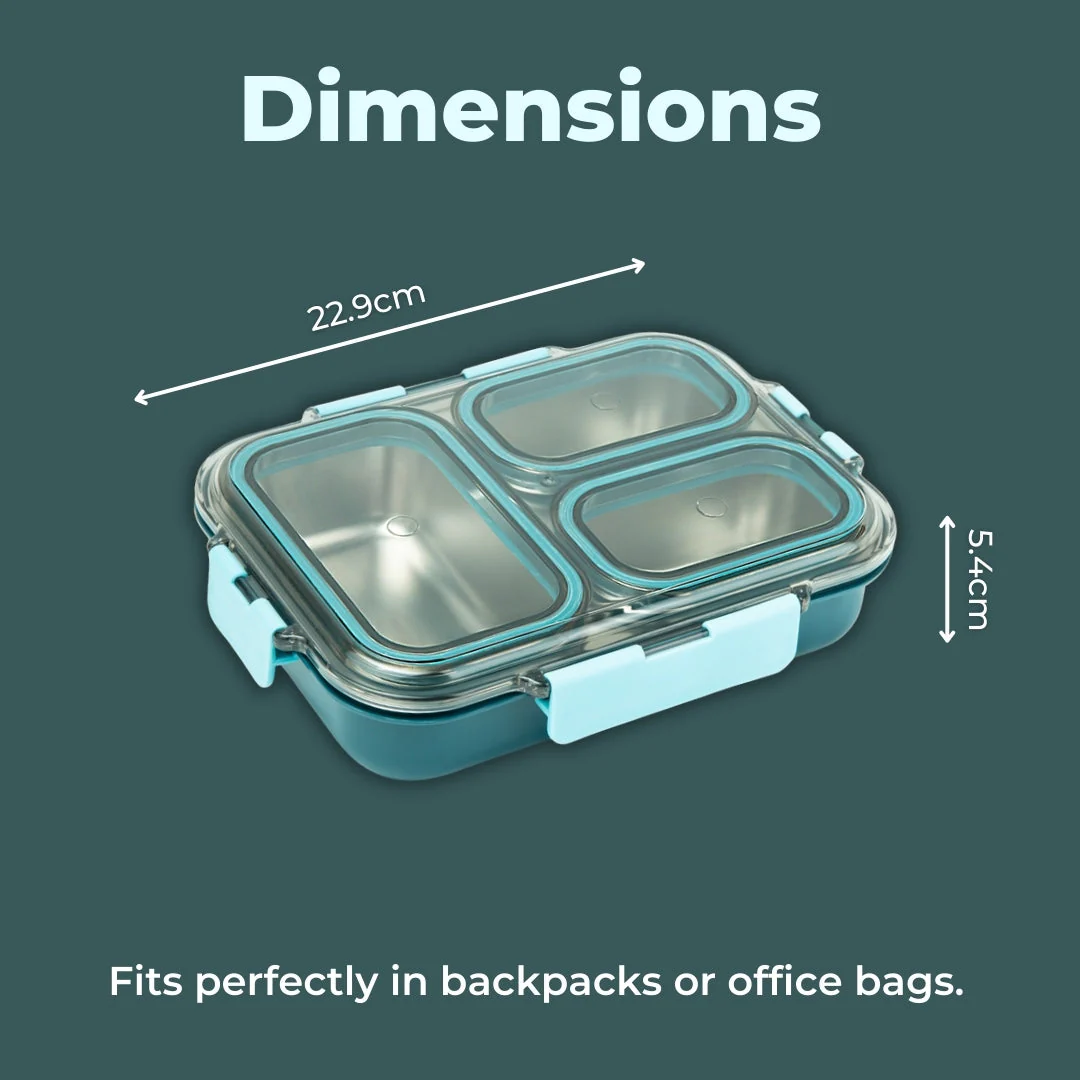 AVIAS Avifresh Stainless Steel Insulated Lunch Box with Spoon | Tiffin Box for School, College, and Office - TRIO - Image 4