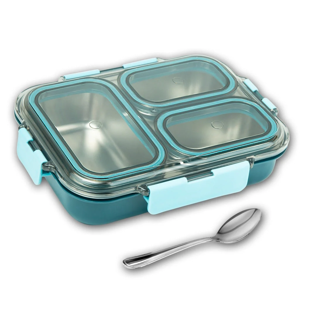 AVIAS Avifresh Stainless Steel Insulated Lunch Box with Spoon | Tiffin Box for School, College, and Office - TRIO - Image 9