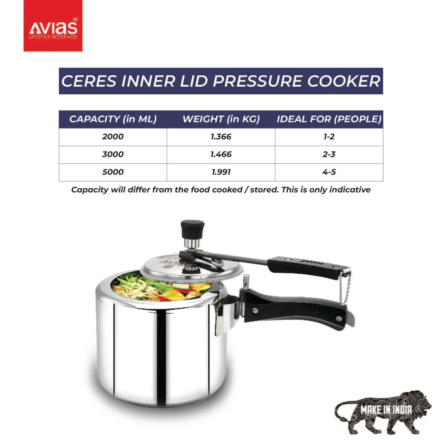 AVIAS Ceres Stainless Steel Premium Pressure Cooker Inner Lid | Sandwich Bottom | Induction base | 1.2mm Thickness | 2L/3L/5L - Image 4