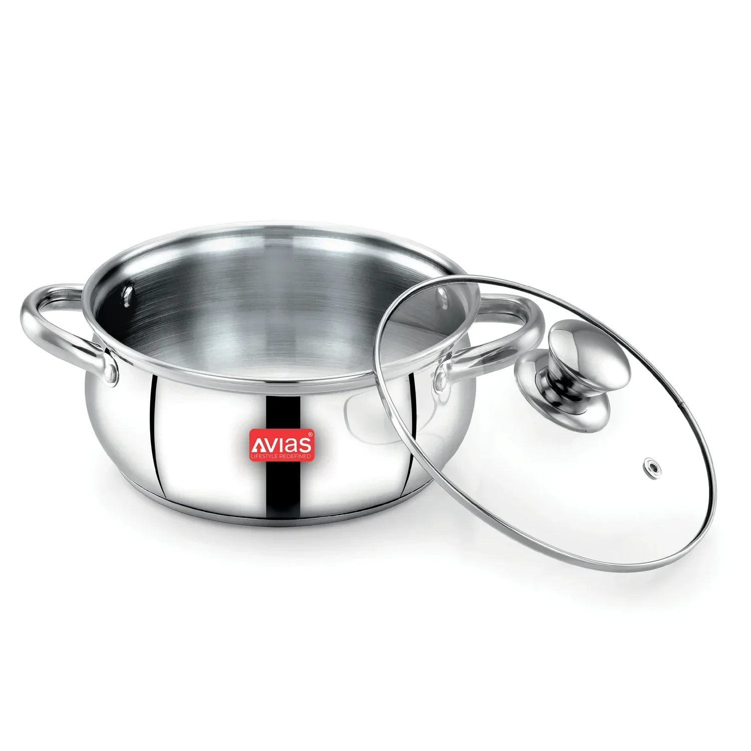 AVIAS Inox IB stainless steel cookpot with glass lid with steam vent | rust-resistant cooware with sandwich bottom | Induction and gas stove friendly | Silver - Image 4