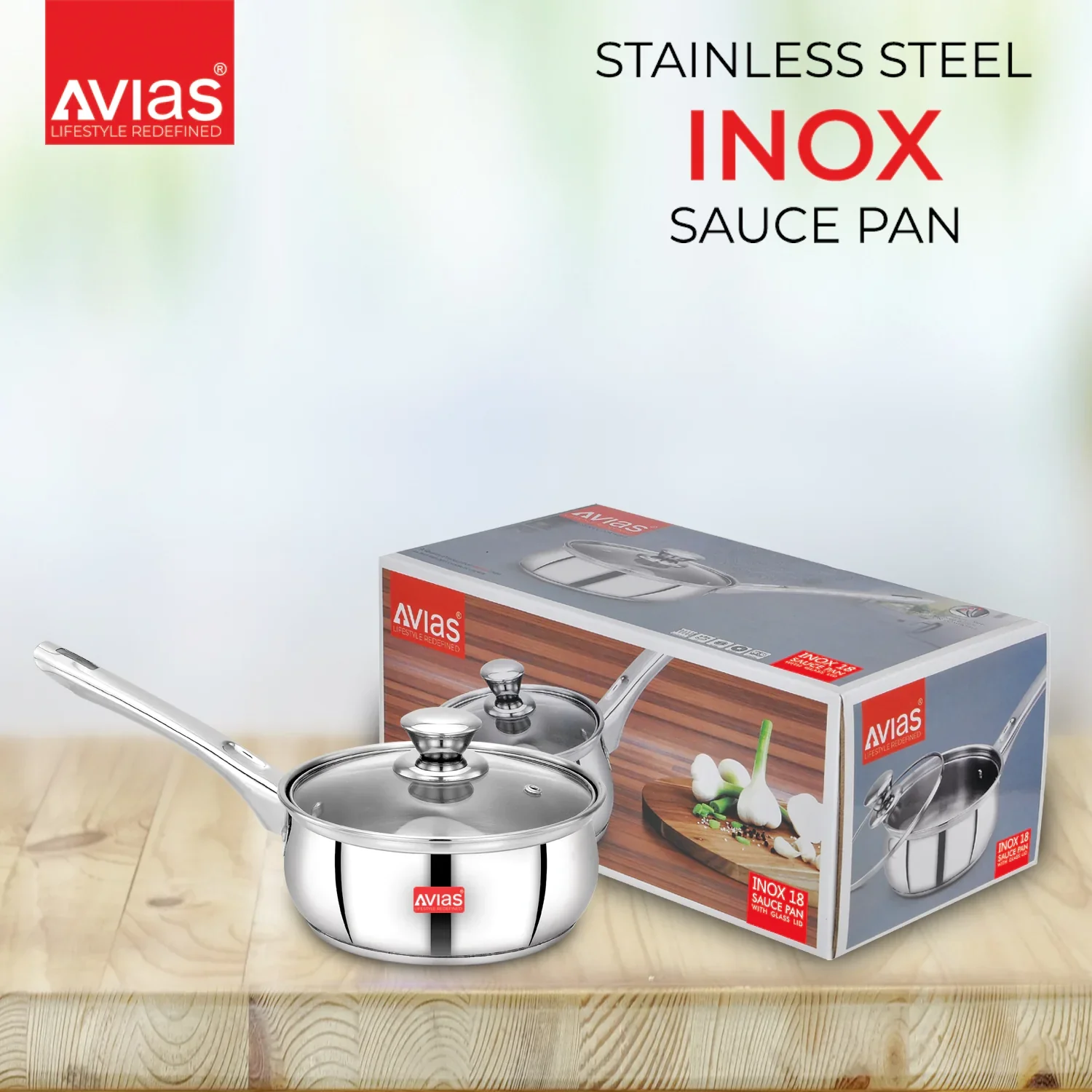 AVIAS Inox IB stainless Steel Saucepan with glass lid | Premium Quality Stainless Steel with Sandwich bottom | Cook and serve | Induction and gas stove friendly |14cm/ 16cm/ 18cm | Silver - Image 10