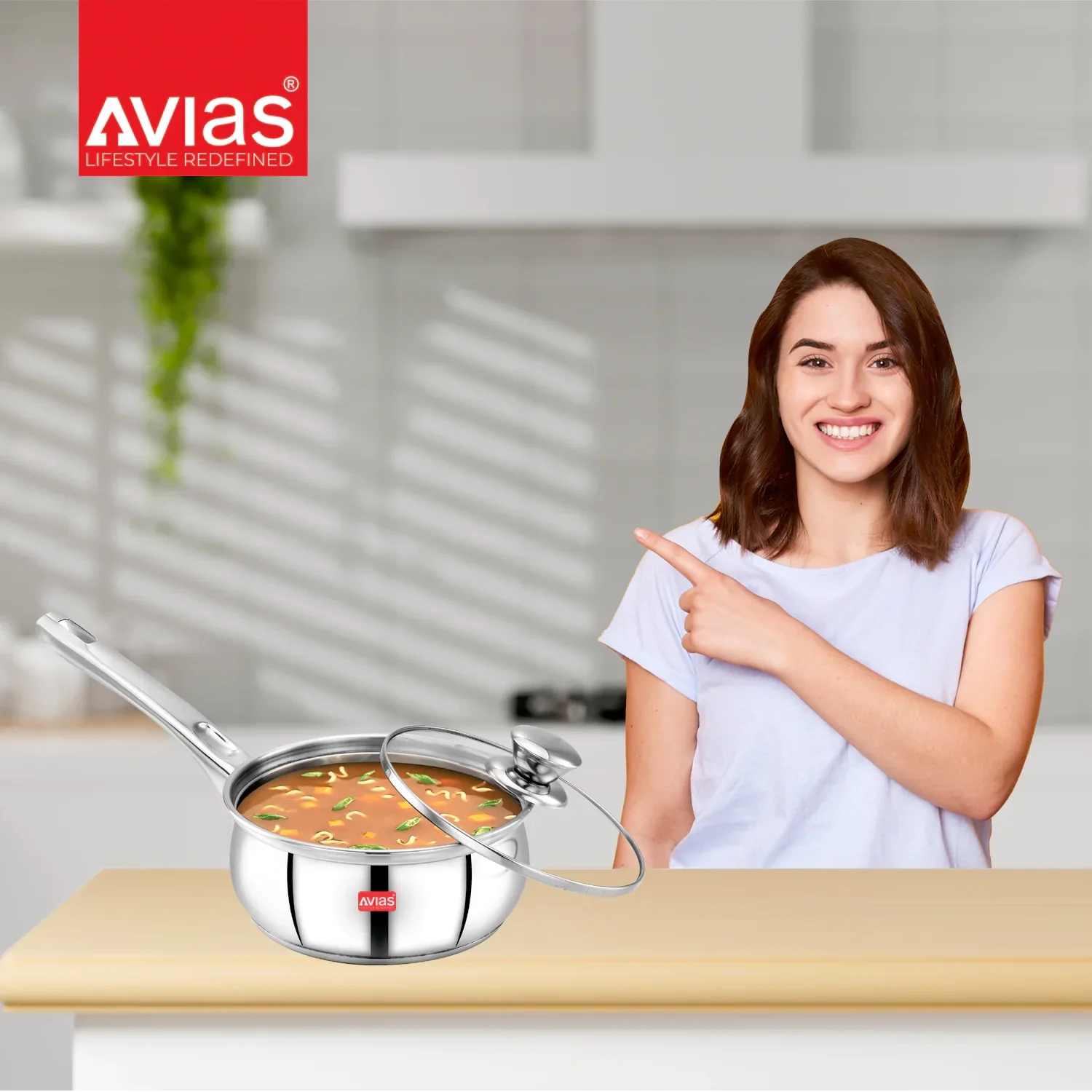 AVIAS Inox IB stainless Steel Saucepan with glass lid | Premium Quality Stainless Steel with Sandwich bottom | Cook and serve | Induction and gas stove friendly |14cm/ 16cm/ 18cm | Silver - Image 11