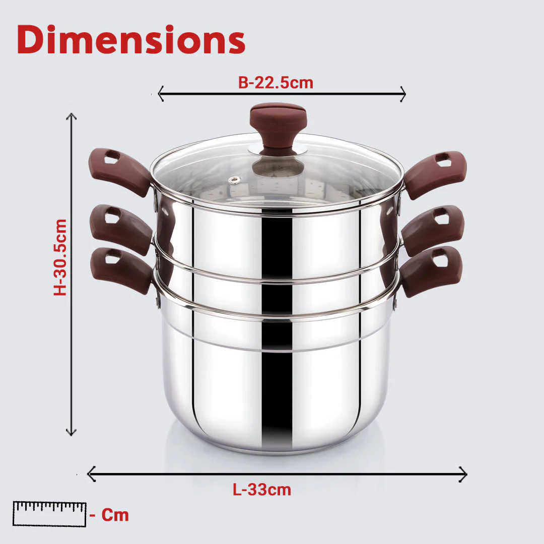Avias Kitchen Pro Multipurpose Cookpot with Glass Lid Included Steamer, Strainer and 4 Idly Plates (16 Idlies) for Easy Cooking, Triply Bottom - Image 6