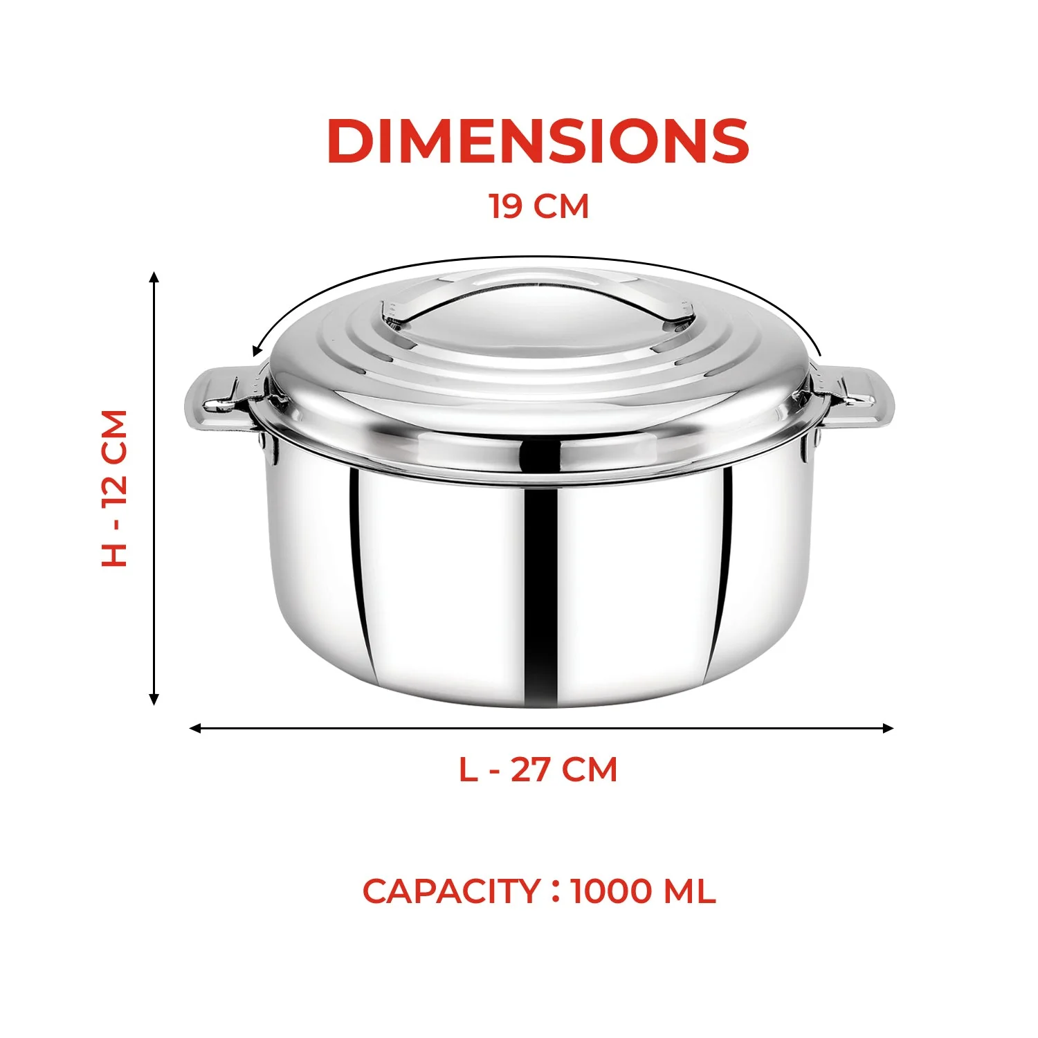 AVIAS Platina Premium Casserole Gift Set (1000ml, 1500ml, 2500ml) | Riveted handles | PUF insulated | - Image 6