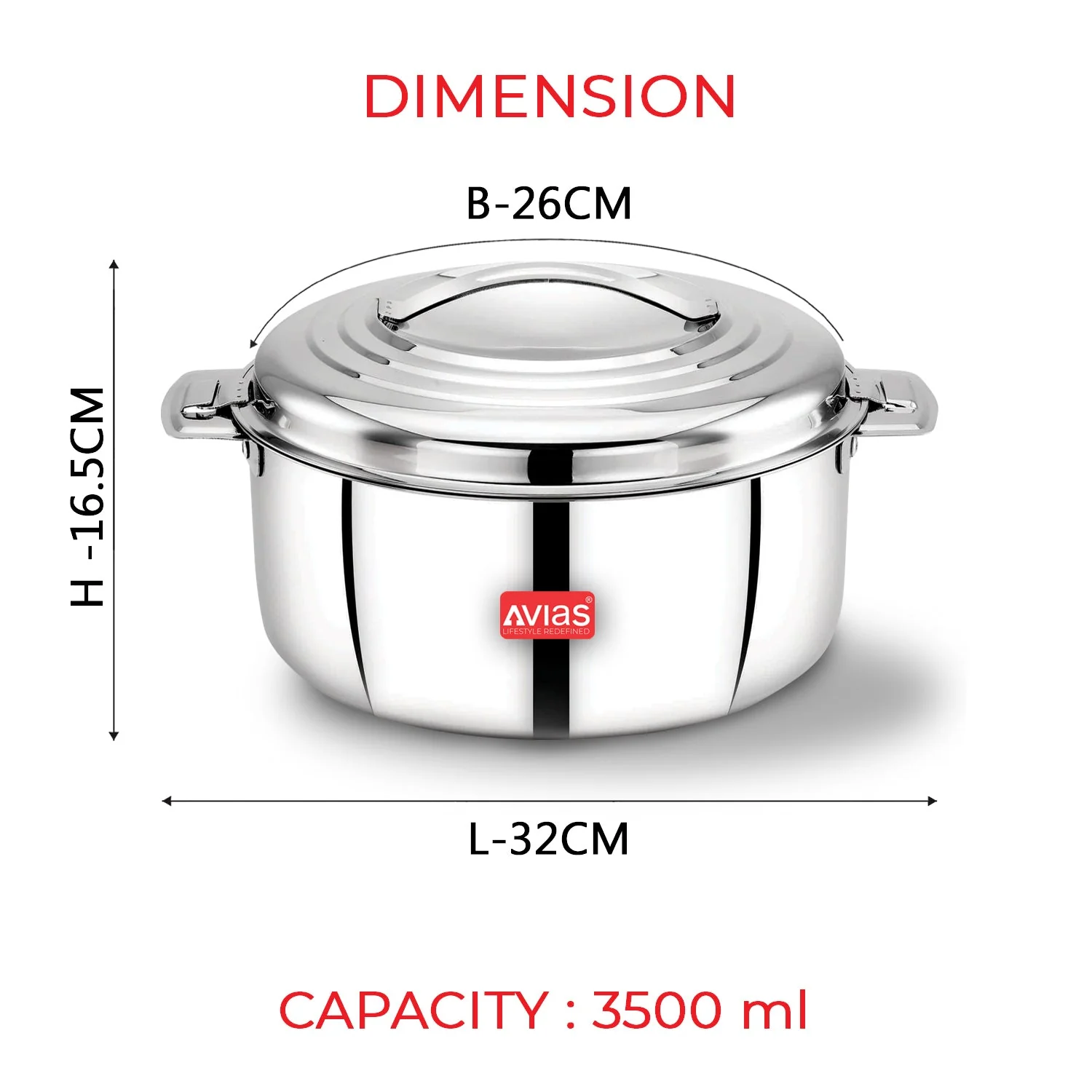 AVIAS Platina Premium Double wall insulated Stainless Steel Casserole/ Hotpot/ Chapati box/ Hot case with steel lid | Retains temperature | Twist lock | 1000ml /1500ml / 2500ml /3500ml /5000ml /7500ml /10000ml - Silver - Image 10