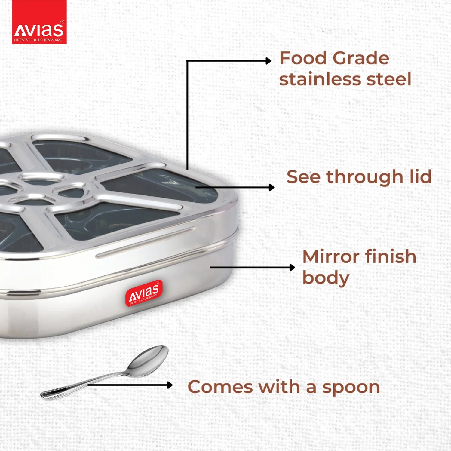 Avias Quartz 7 Spice Box Cum Dry Fruit Box - Image 7
