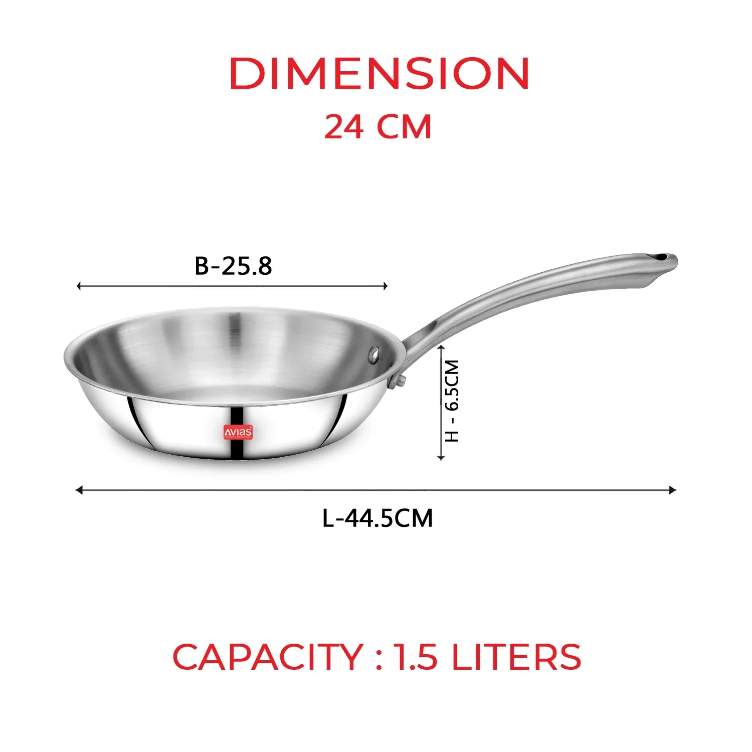 AVIAS Riara premium stainless steel Triply Fry pan/ skillet | Cool touch handles | 2.5 mm Thick body | Induction friendly |1.25L/1.5L/1.75L - Image 8