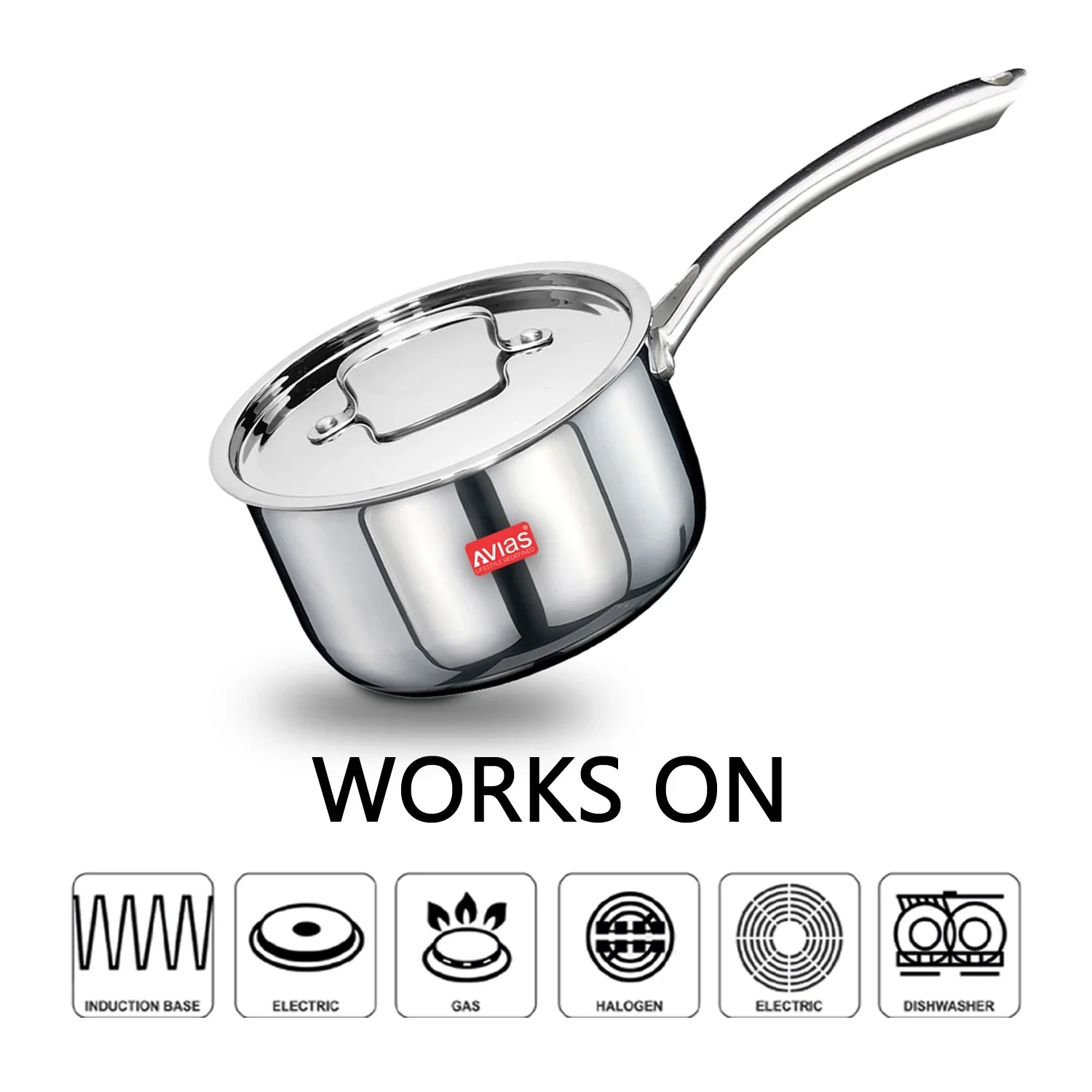 AVIAS Riara premium stainless steel Triply Saucepan with steel lid | stay cool handles | 2.5 mm thickness | Induction base | 1.10 L/1.5 L /2.25 L - Image 5