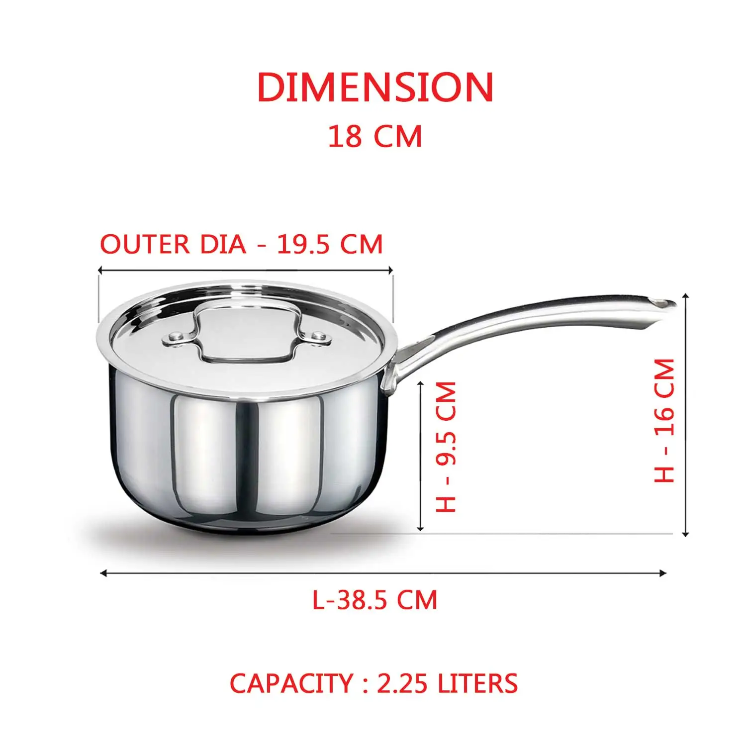 AVIAS Riara premium stainless steel Triply Saucepan with steel lid | stay cool handles | 2.5 mm thickness | Induction base | 1.10 L/1.5 L /2.25 L - Image 9