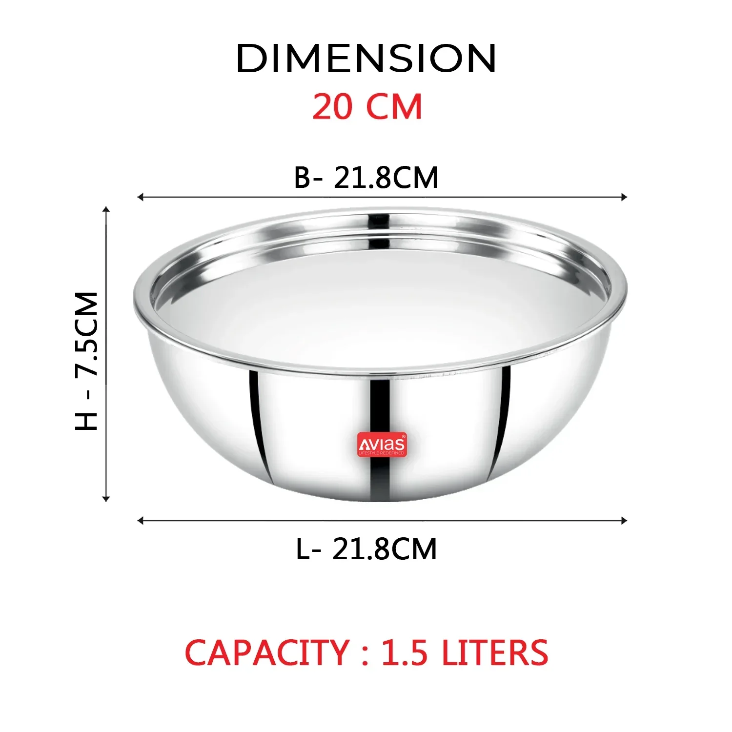 AVIAS Riara premium stainless steel Triply Tasla with steel lid | 3 layers, 2.5mm thickness, induction friendly | 20cm/22cm/24cm/26cm - Image 7