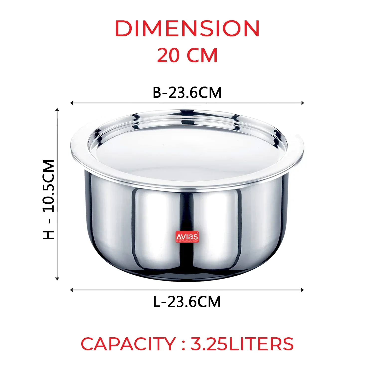AVIAS Riara premium stainless steel Triply Tope with steel lid | 3 layered | induction base | 2.5mm thickness | induction friendly | 14cm/16cm/18cm/20cm/22cm/24cm - Image 10