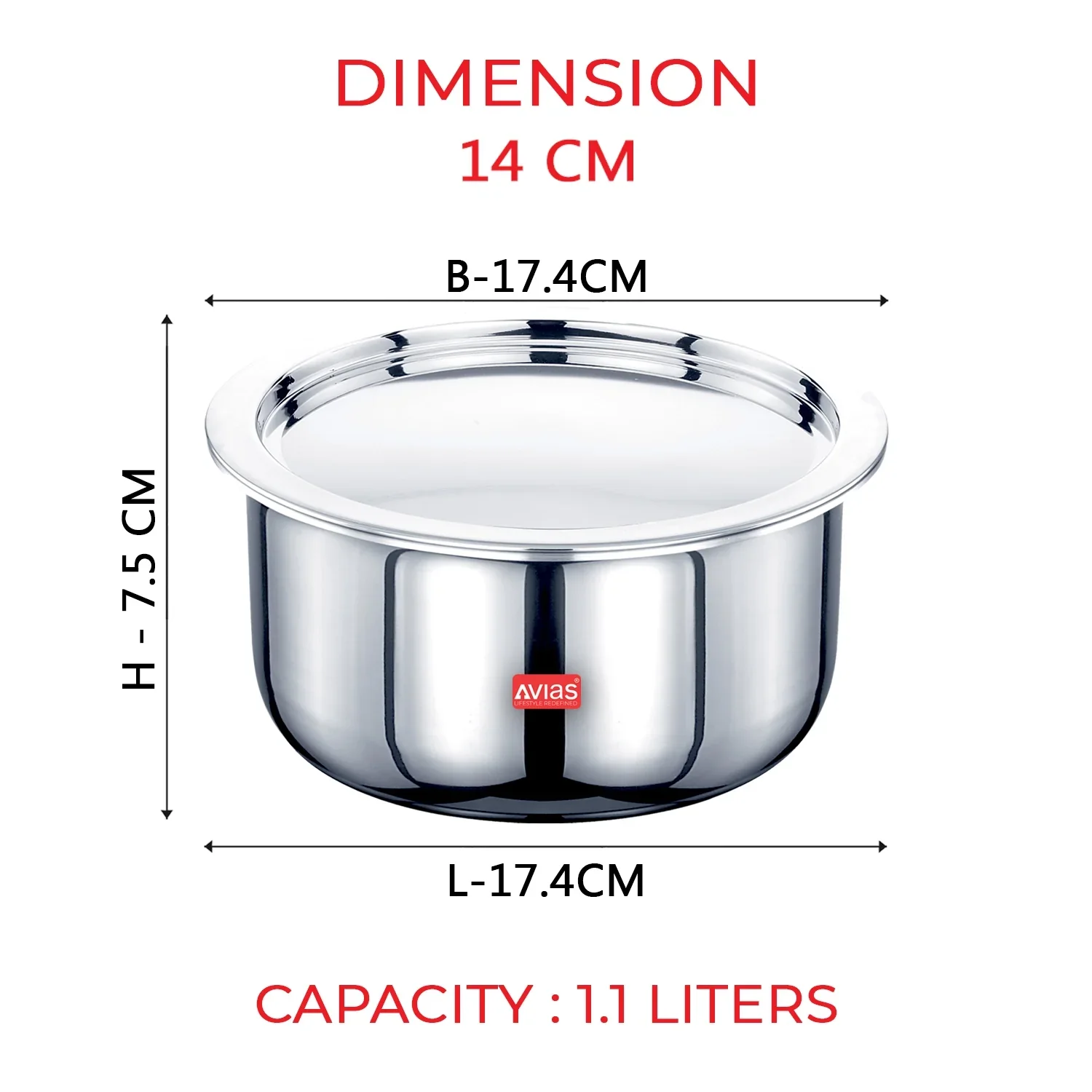 AVIAS Riara premium stainless steel Triply Tope with steel lid | 3 layered | induction base | 2.5mm thickness | induction friendly | 14cm/16cm/18cm/20cm/22cm/24cm - Image 7