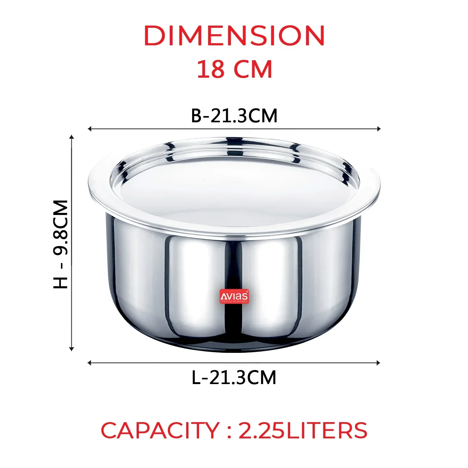 AVIAS Riara premium stainless steel Triply Tope with steel lid | 3 layered | induction base | 2.5mm thickness | induction friendly | 14cm/16cm/18cm/20cm/22cm/24cm - Image 9