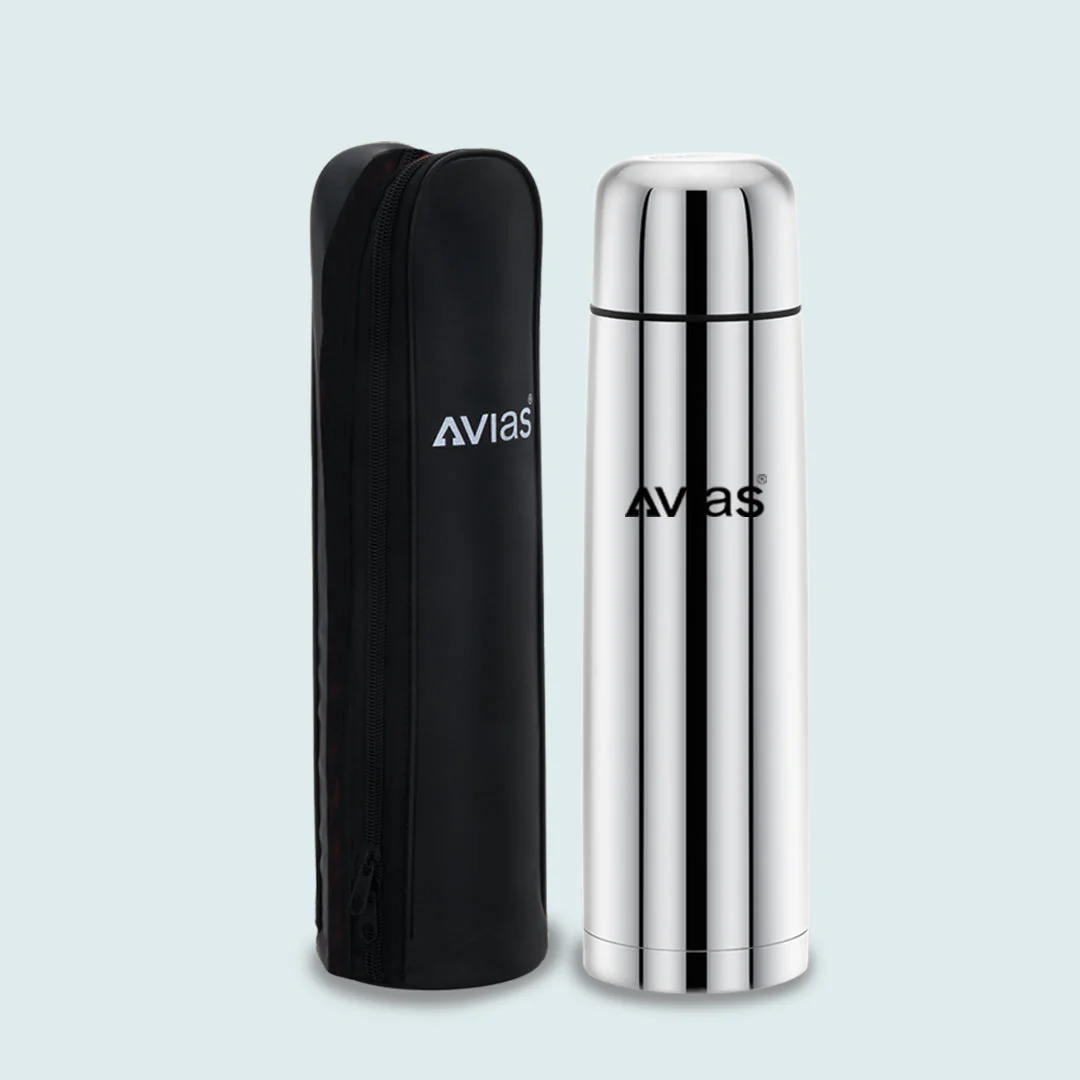 AVIAS Traveller Flask | Stainless steel | Odor free and highly durable | Heat retention\copper coating| leak proof lid