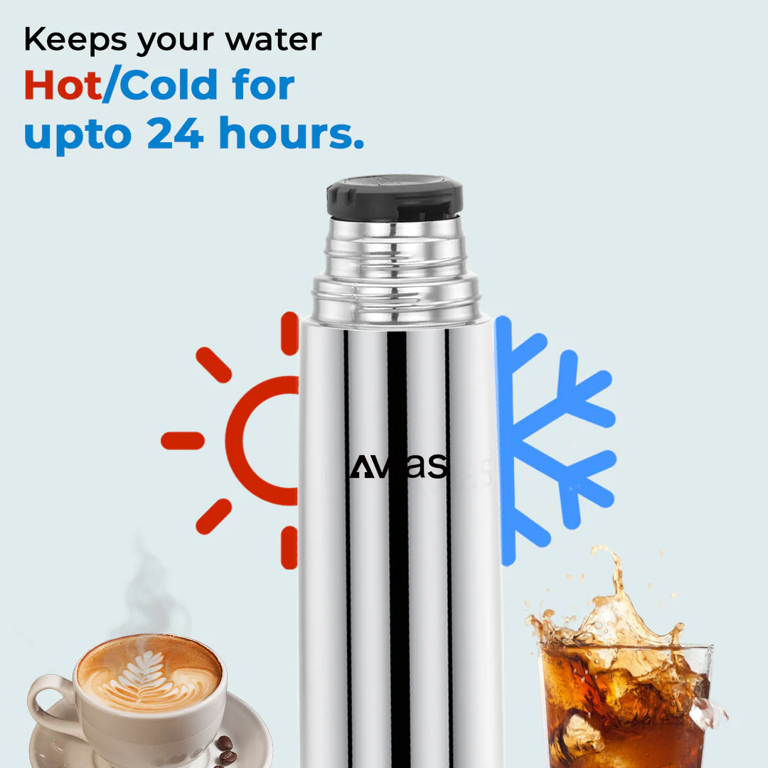 AVIAS Traveller Flask | Stainless steel | Odor free and highly durable | Heat retention\copper coating| leak proof lid - Image 2
