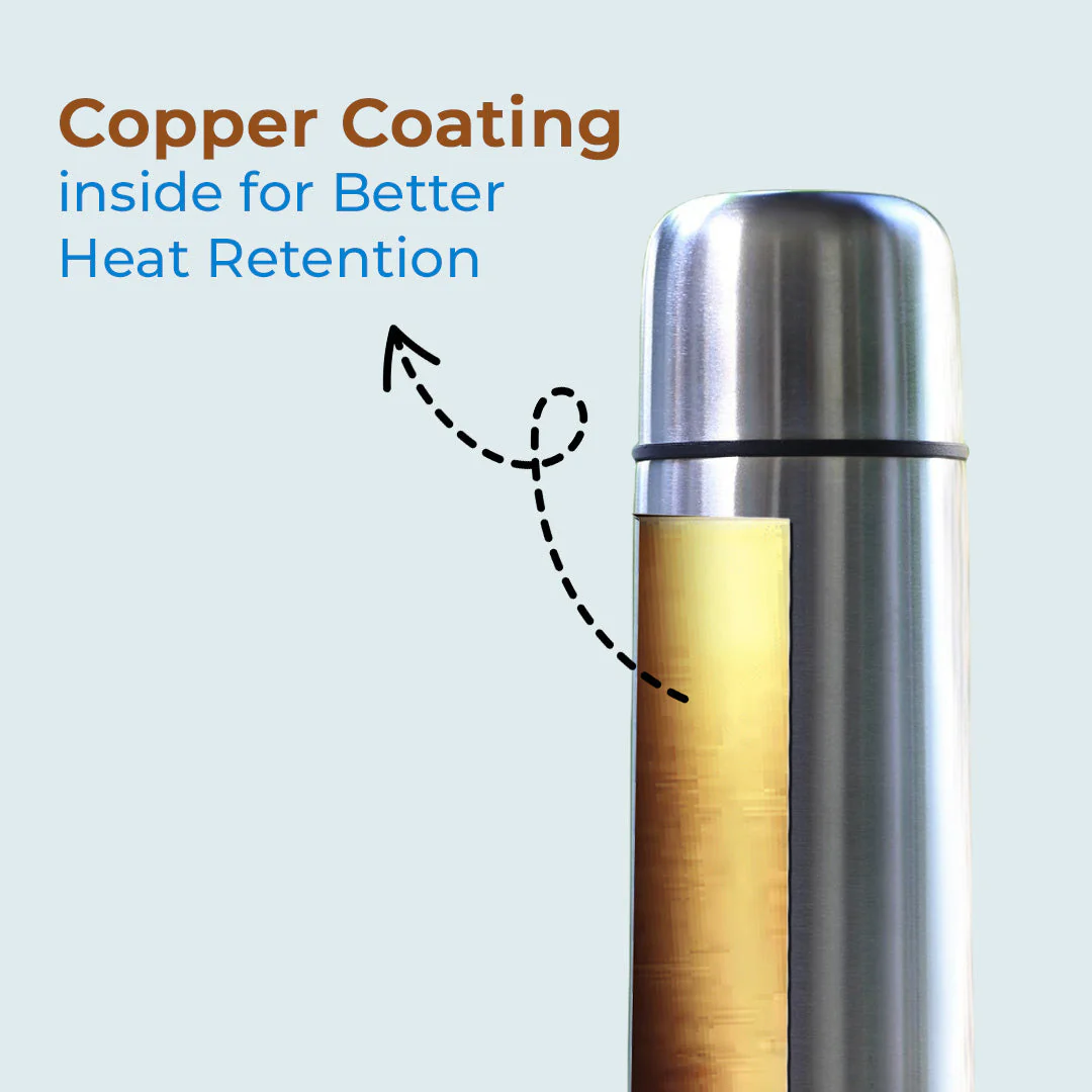 AVIAS Traveller Flask | Stainless steel | Odor free and highly durable | Heat retention\copper coating| leak proof lid - Image 4