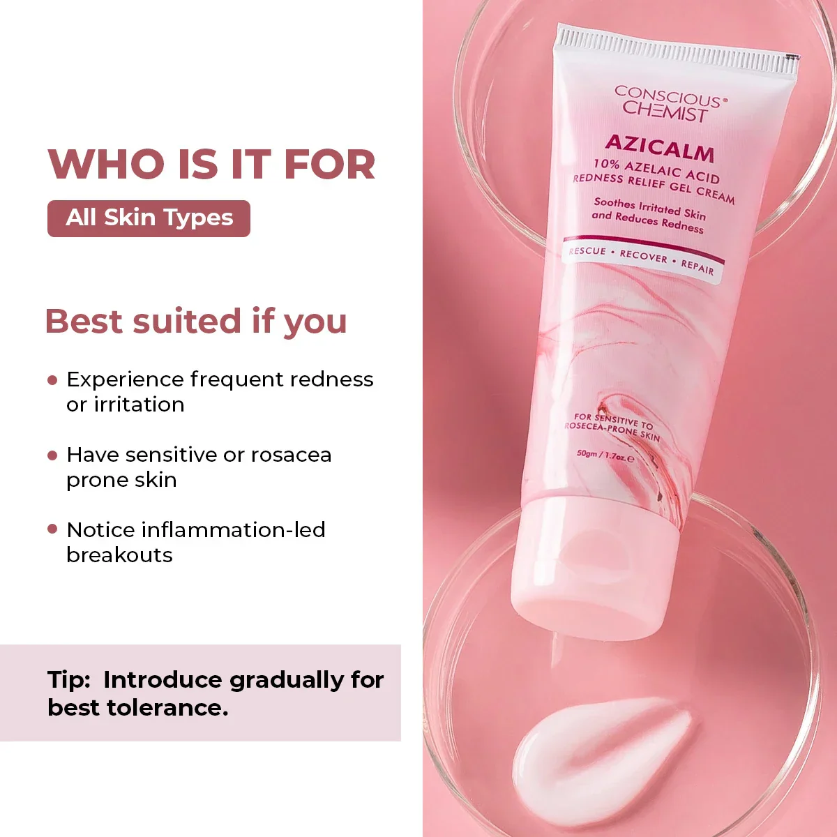 Azicalm Redness & Inflammation Relief Cream (Pack Of 2) |  10% Azelaic Acid | 2x50 gms - Image 8