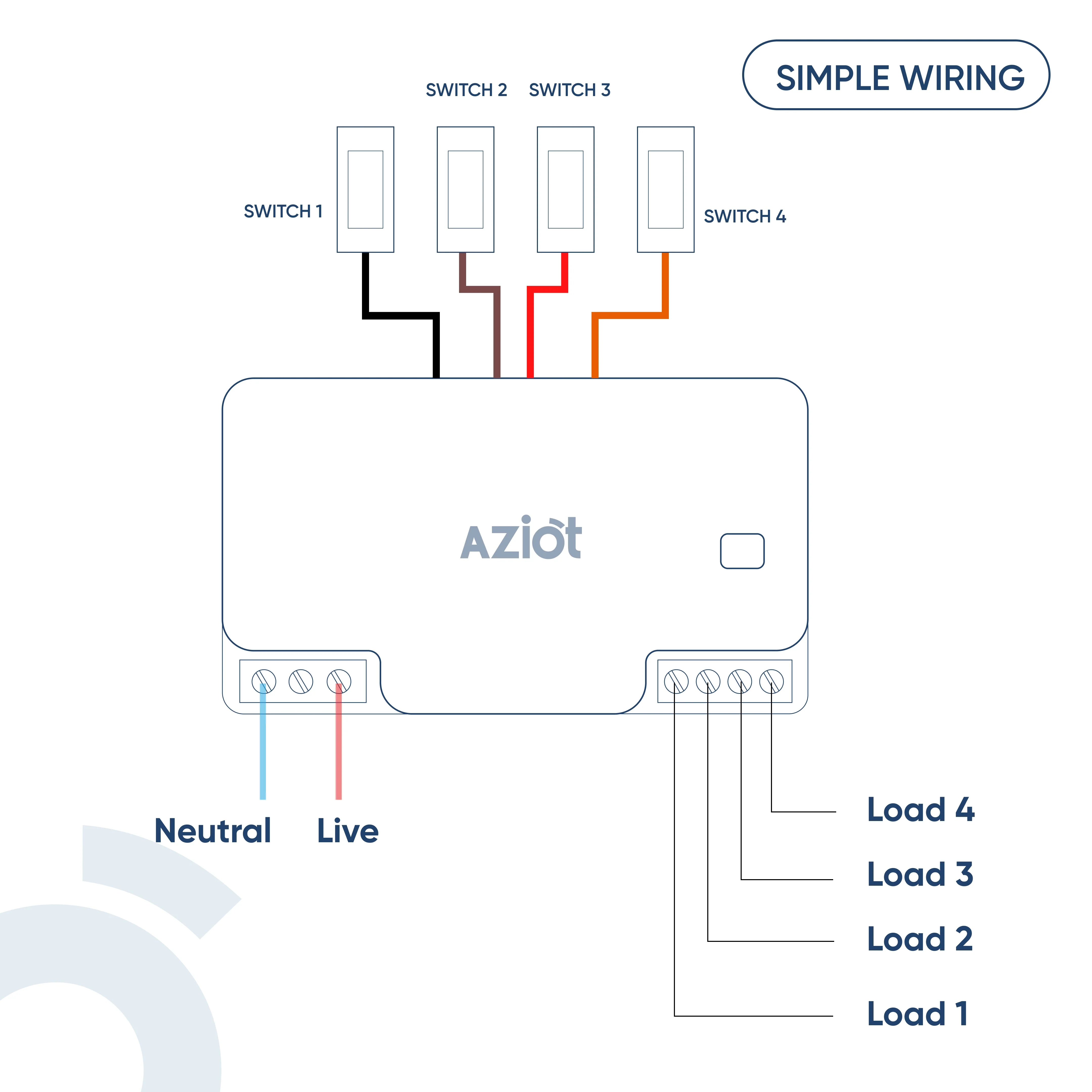 AZIOT 4 Node Smart Switch - WiFi/Bluetooth Enabled - Image 6