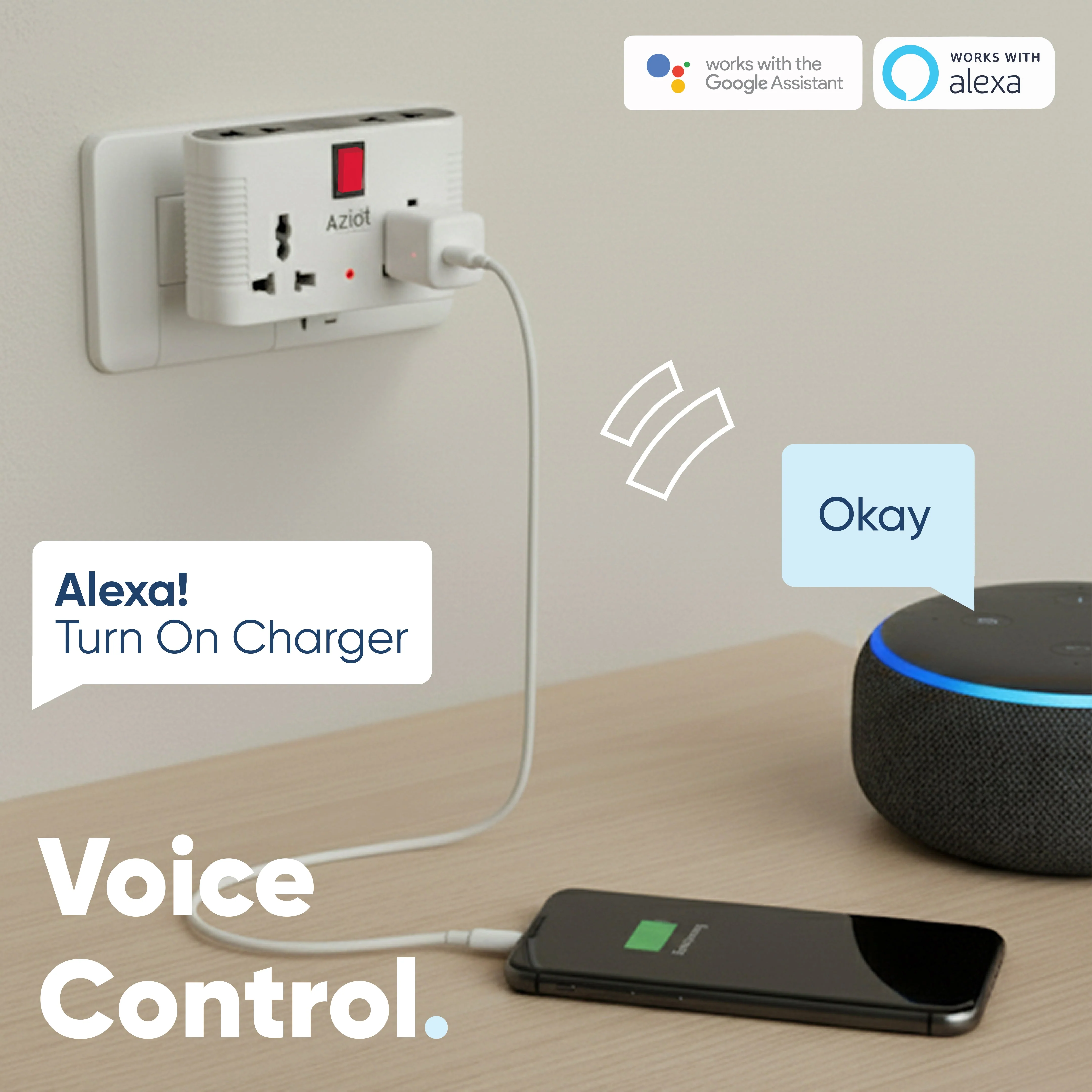 Aziot (6 amps) 4 Way Smart Multi-Plug Adaptor (WiFi+BLE) - Image 4