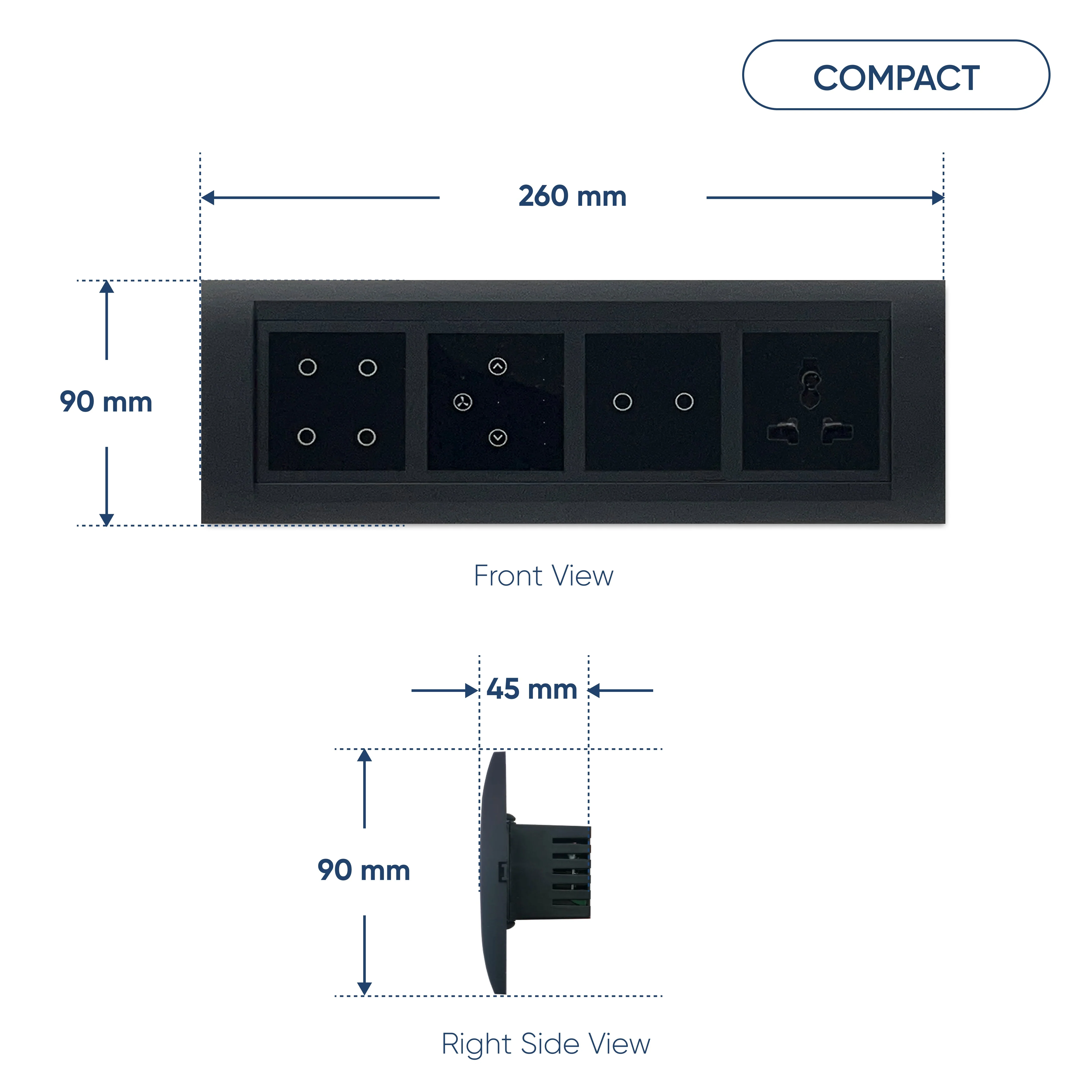 Aziot 8 Module Switch Board Plate | Smart 4 Touch, 2 Touch SW, Fan Touch & Socket - Image 8