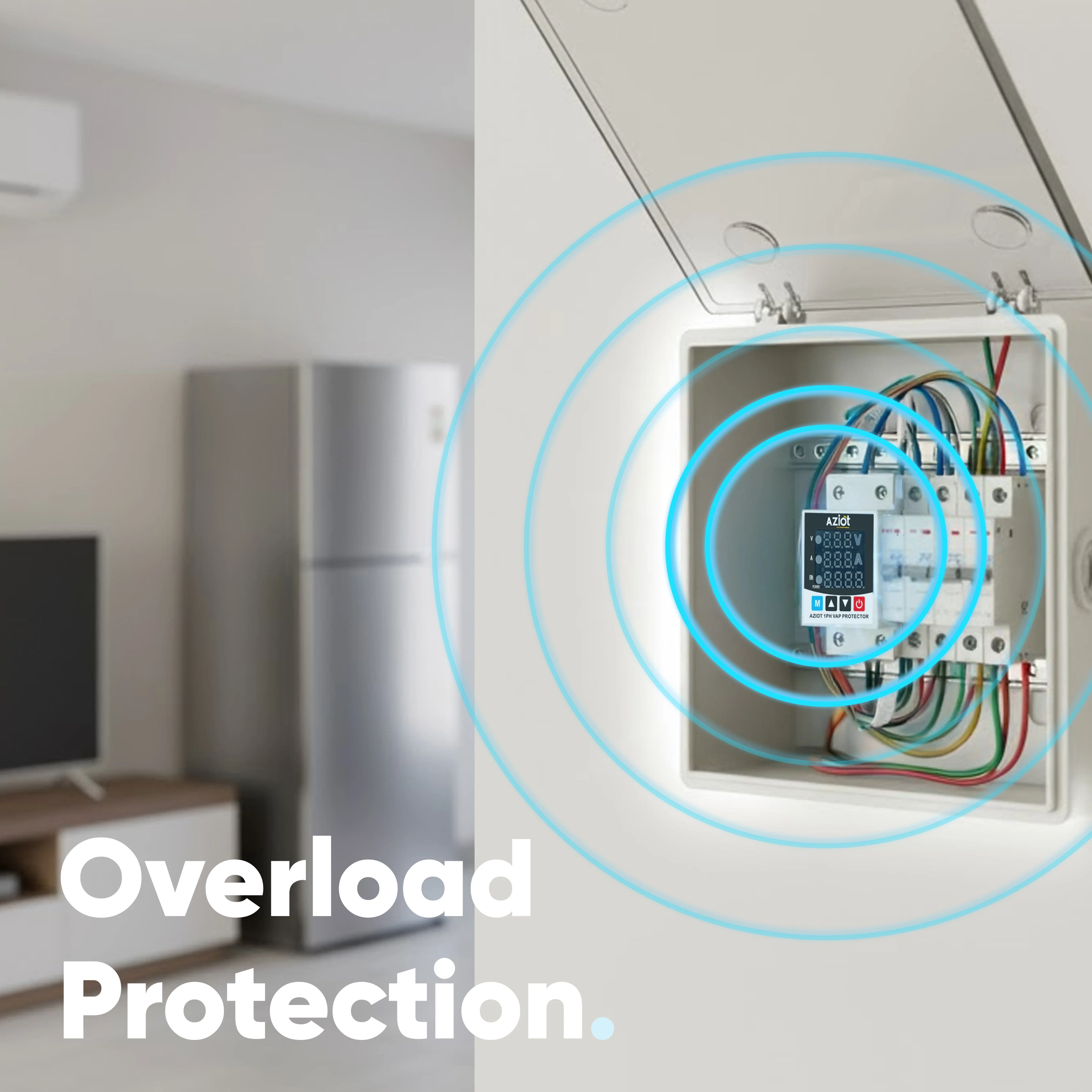 Aziot Adjustable Voltage & Current Protector | Single-Phase 230V | Voltage, Current and Power Display | 63A | Auto Reset & Delay Settings - Image 2