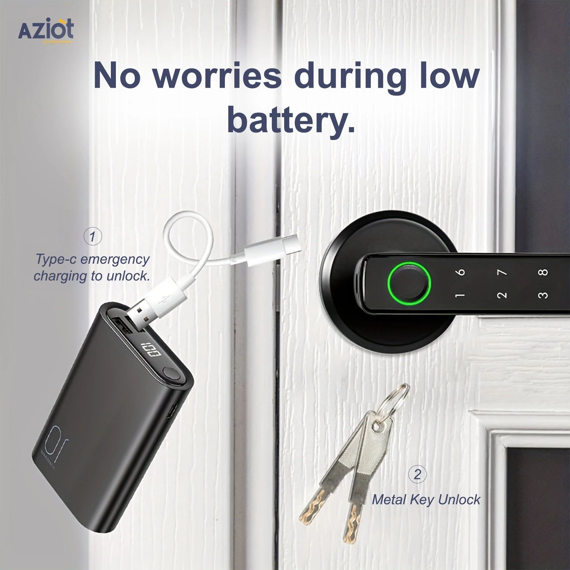 AZIOT Bluetooth Smart Handle Door Lock – Keyless Entry - Image 4
