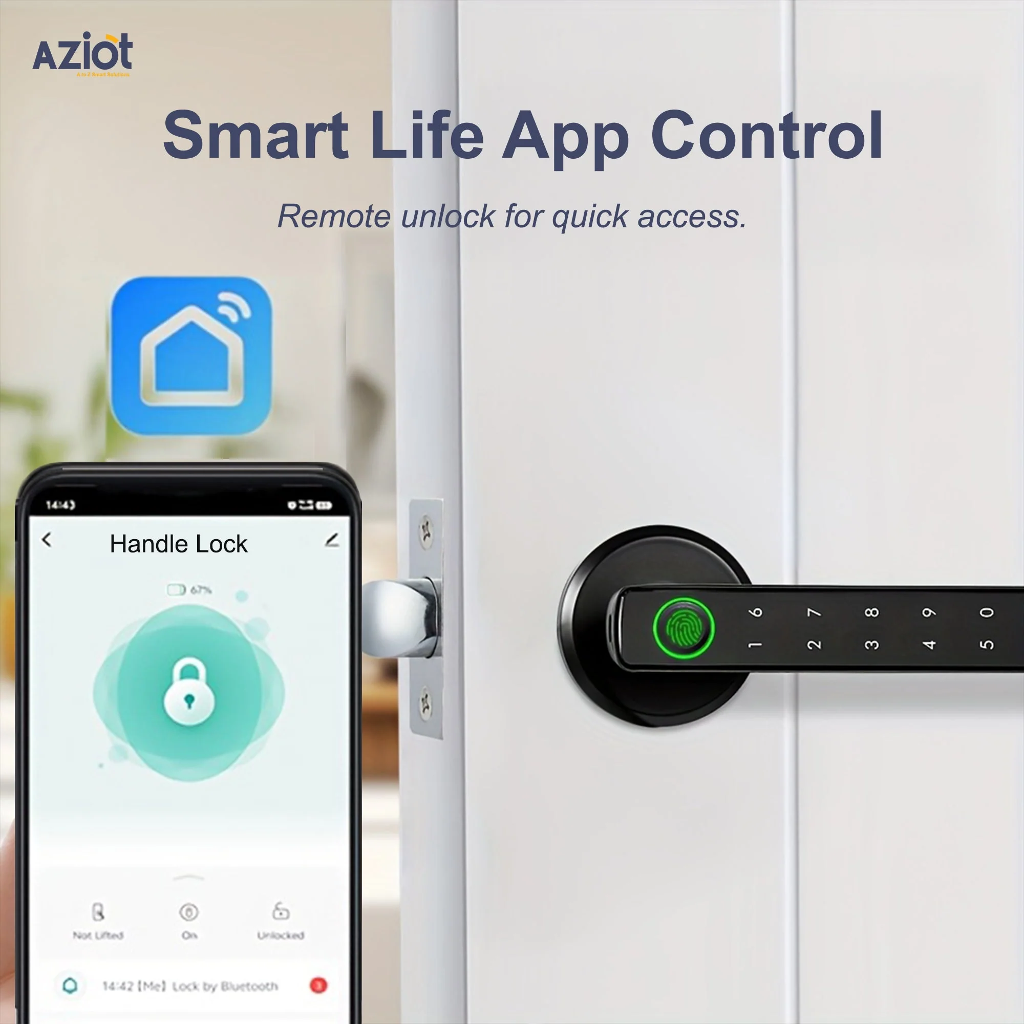AZIOT Bluetooth Smart Handle Door Lock – Keyless Entry - Image 5