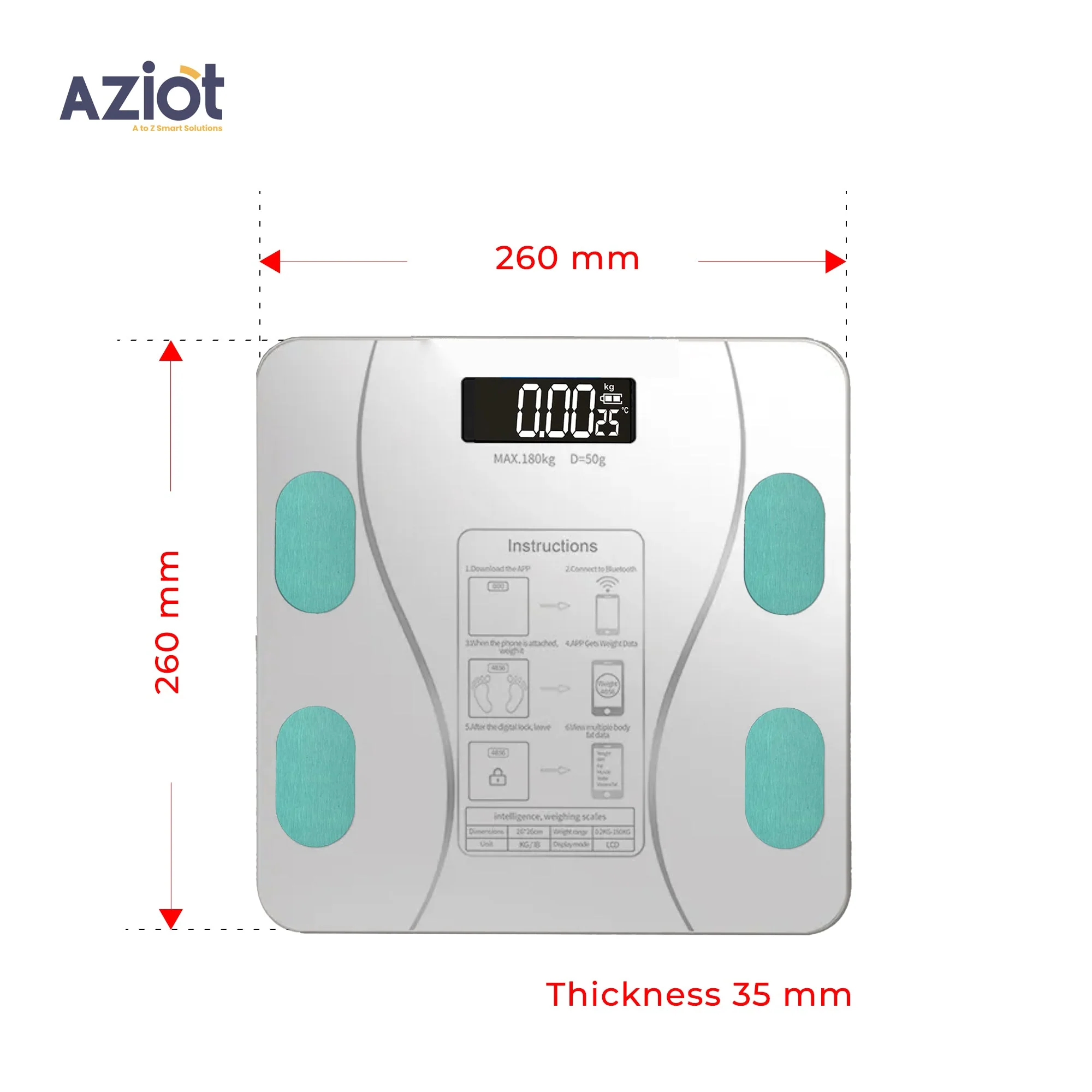 Aziot Elevate Smart Bluetooth Digital Weighing Scale for body weight, body BMI & Fat Analyzer - Image 6