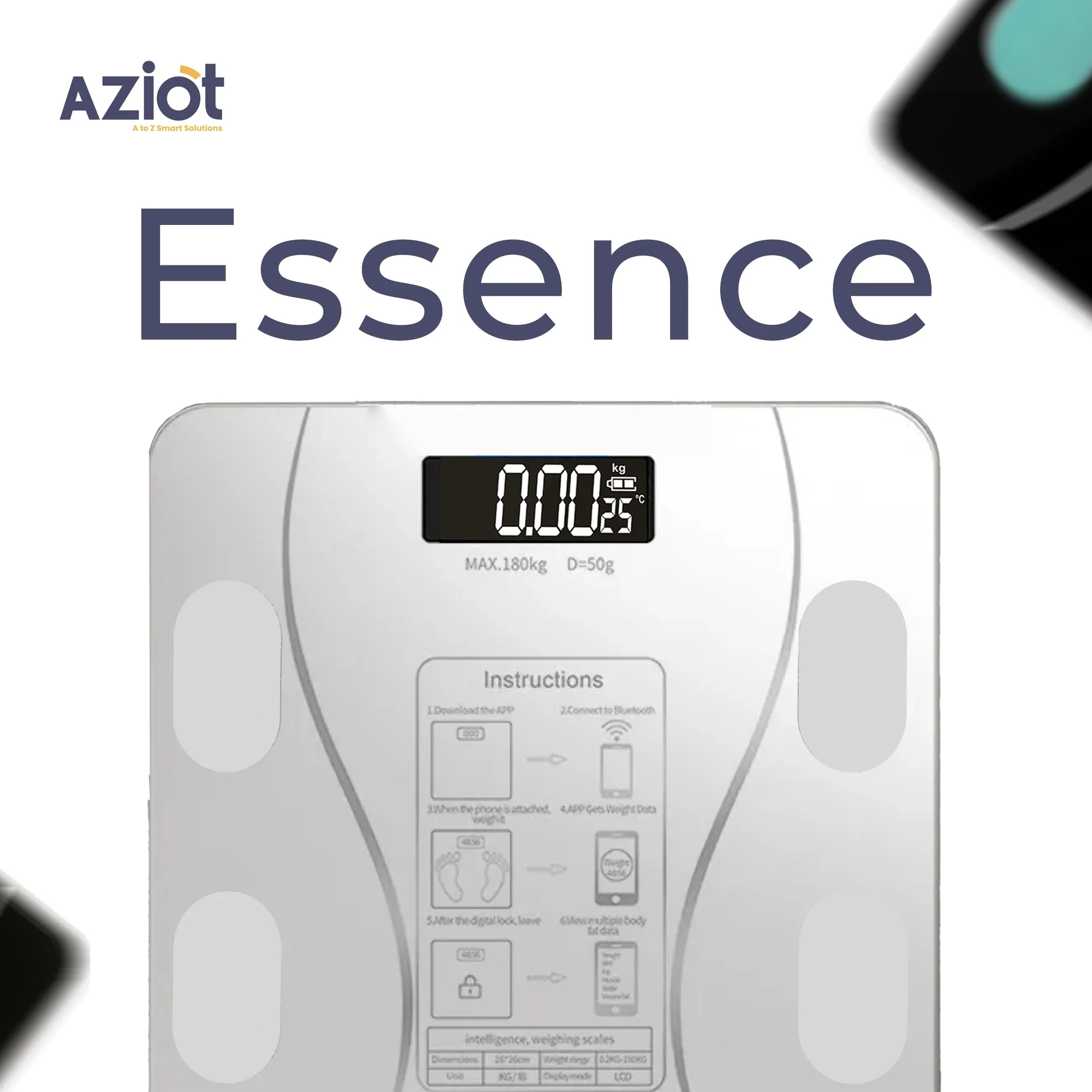 Aziot Essence Smart BLE Digital Weighing Scale, body  BMI & Fat Analyzer - Image 6
