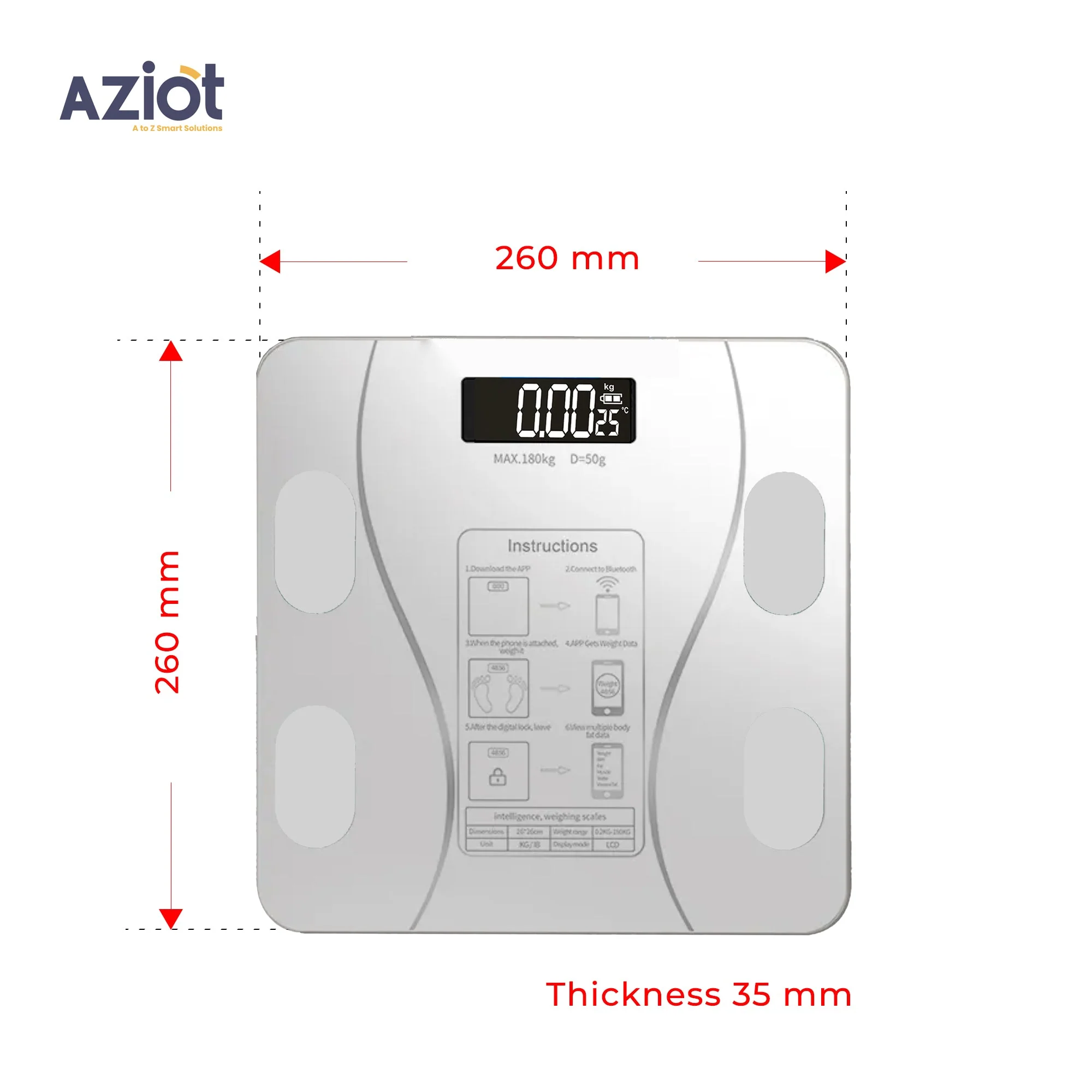 Aziot Essence Smart BLE Digital Weighing Scale, body  BMI & Fat Analyzer - Image 8