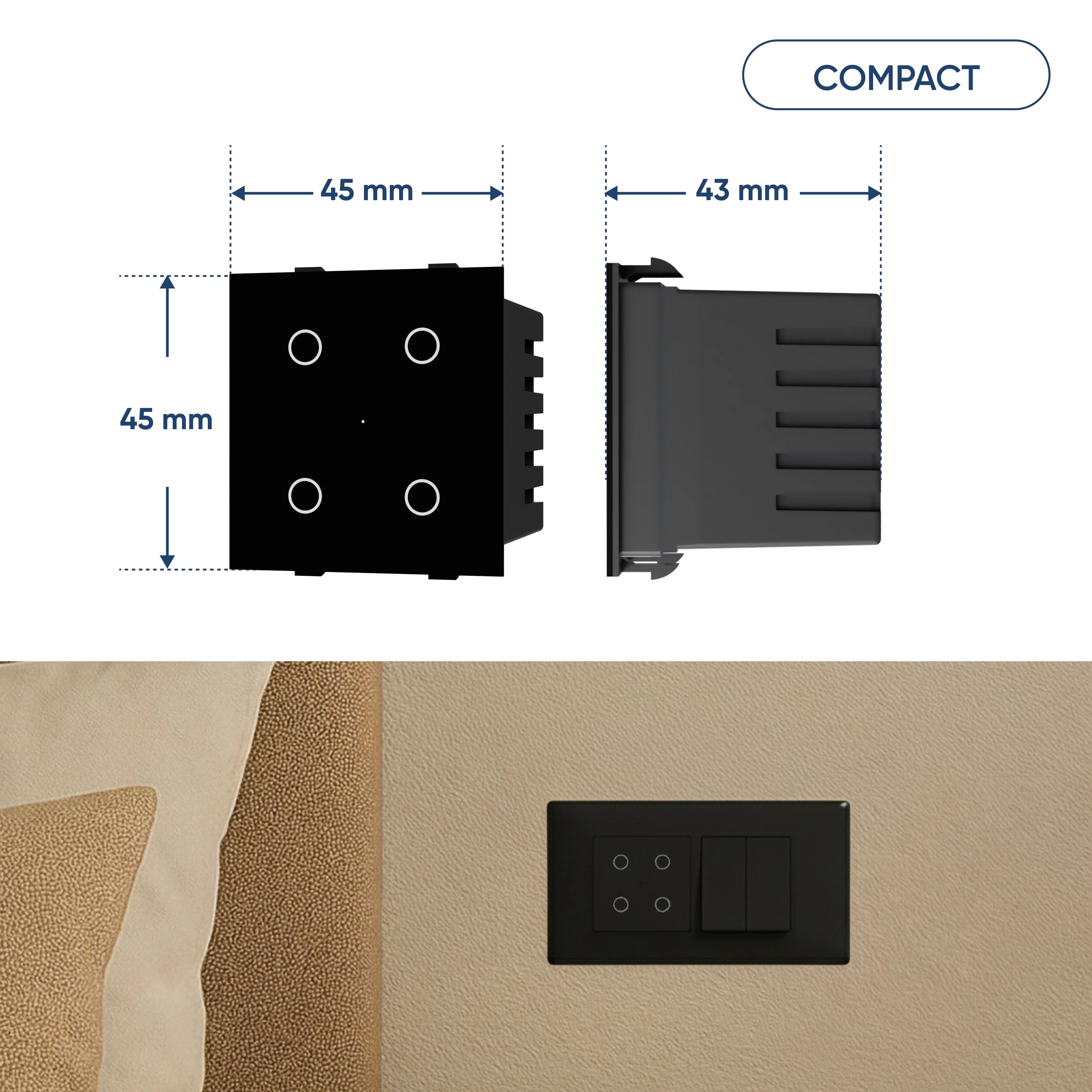 AZIOT SMART MODULAR 4 GANG TOUCH SWITCH (6 amps each)- WiFi/Bluetooth - Image 13