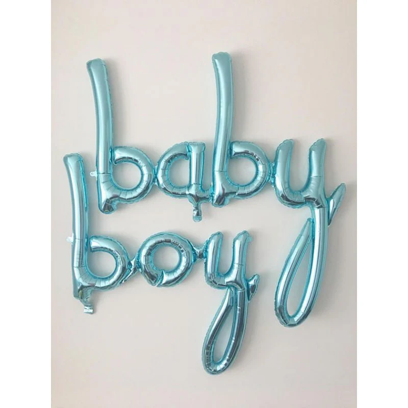 Baby Boy Curssive Letter Foil Balloon Set (Blue) (Pack of 1) - Image 2
