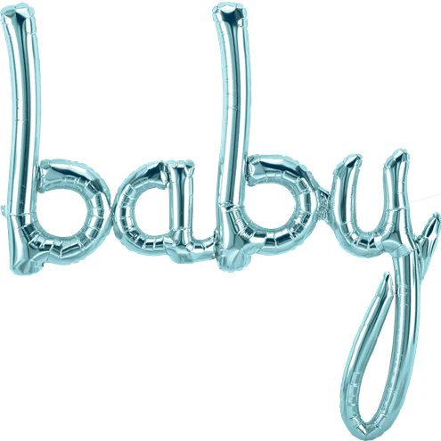 Baby Boy Curssive Letter Foil Balloon Set (Blue) (Pack of 1) - Image 3