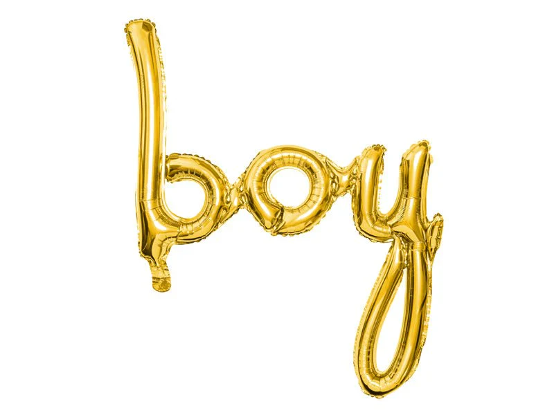 Baby Boy Curssive Letter Foil Balloon Set (Golden) (Pack of 1) - Image 3