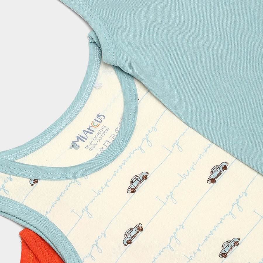 Baby Boy Vest With Crazy Car Print- (Pack Of 3) - Image 9